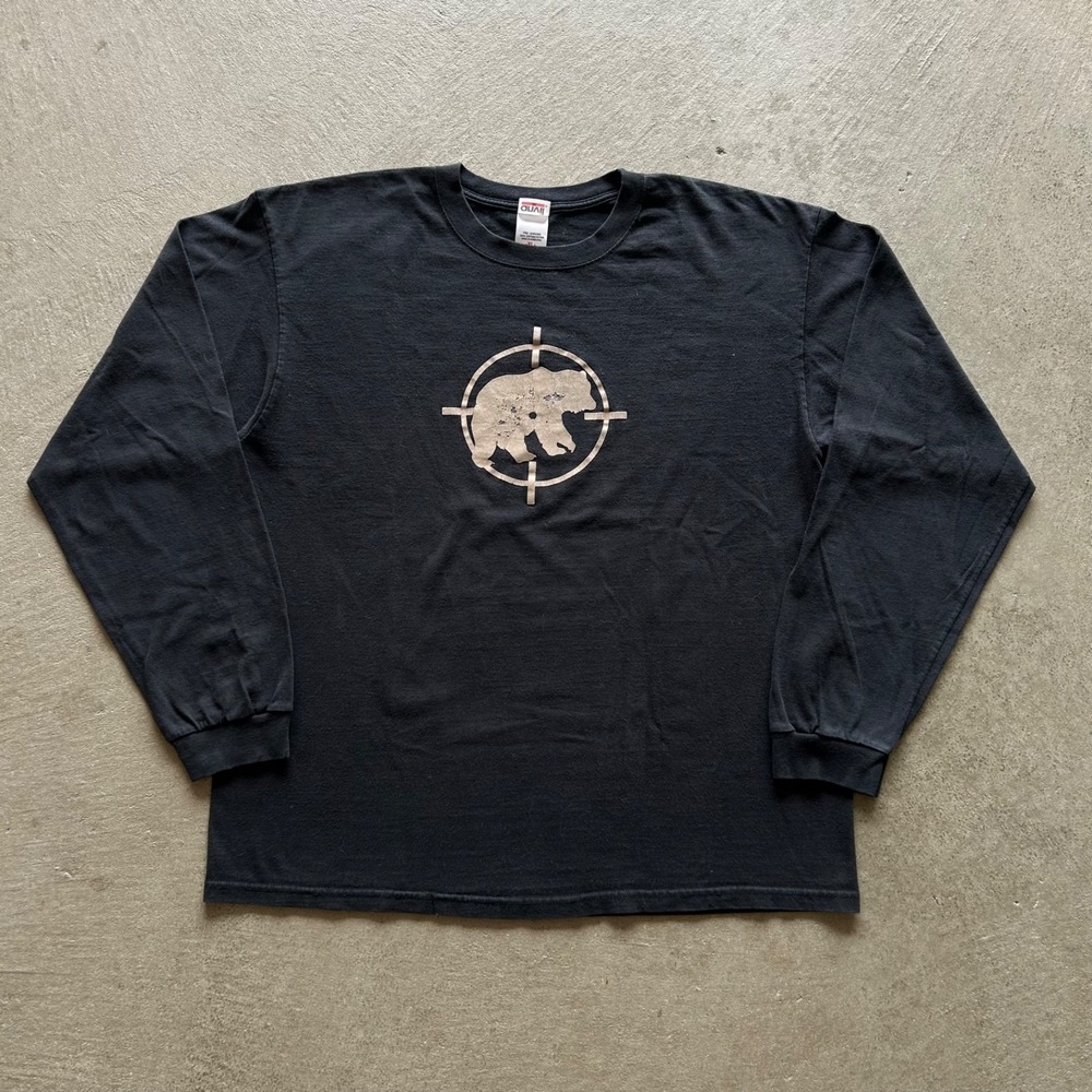 Vintage 90s Bear Crosshair Long Sleeve Shirt Size XL Black Animal Hunting Scope
